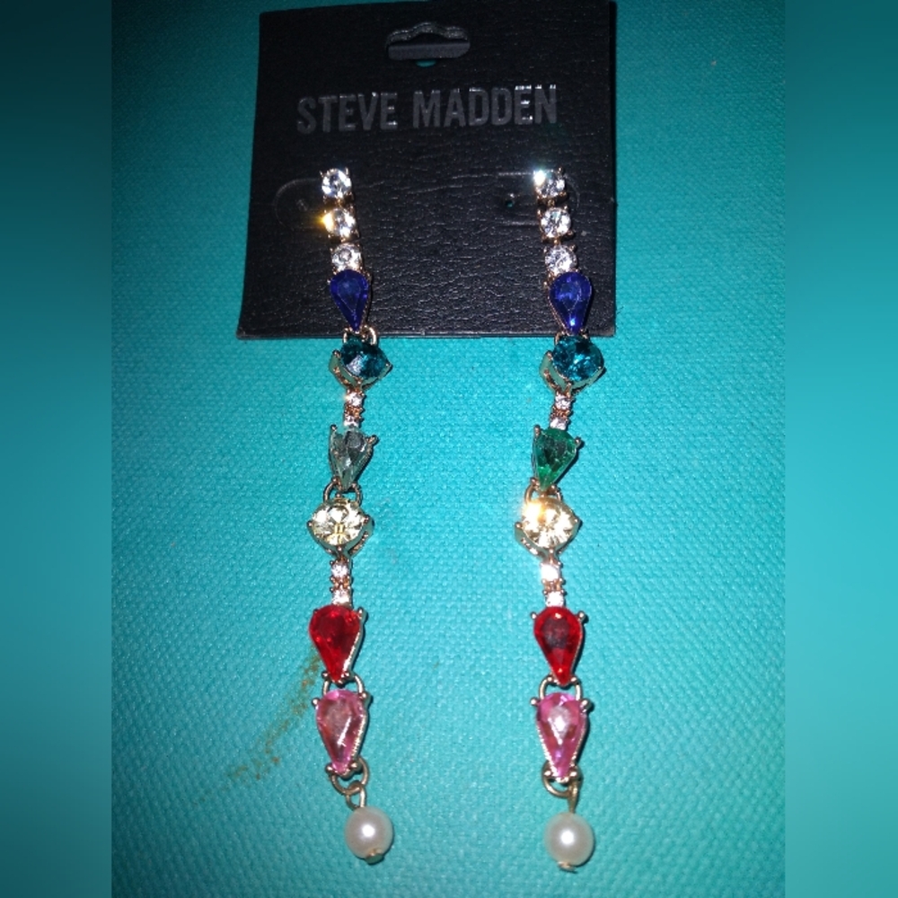 Steve Madden Multicolor Crystal Drop Earrings